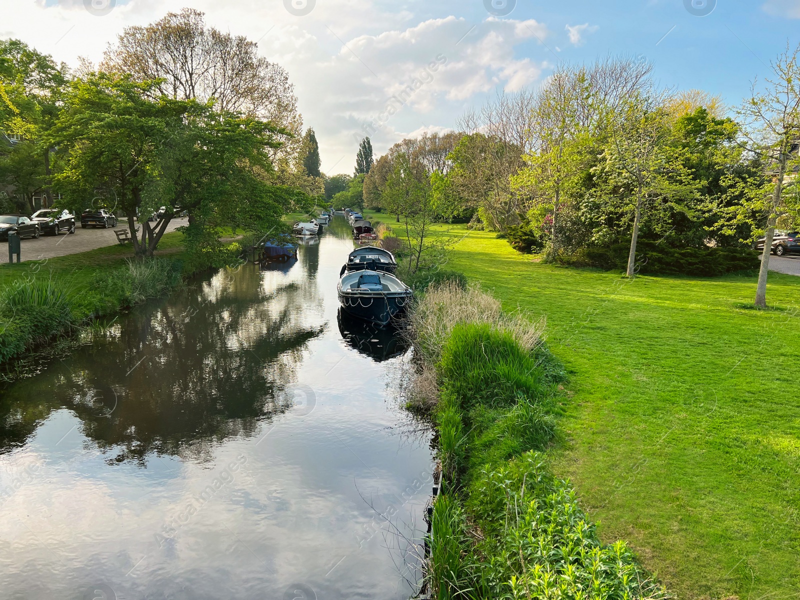 Photo of Beautiful view of canal with different boats