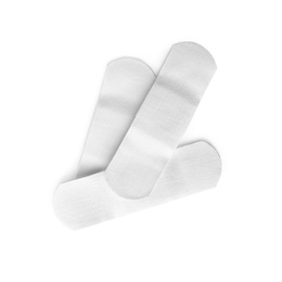 Photo of Medical sticking plasters isolated on white. First aid item