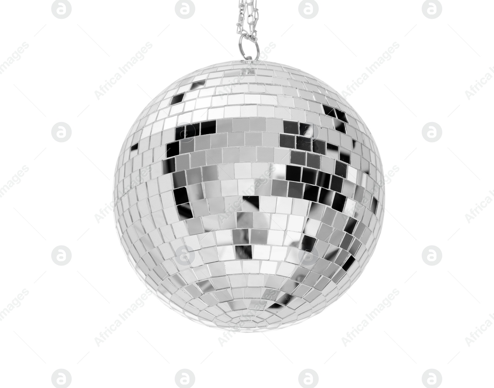Photo of Shiny silver disco ball isolated on white