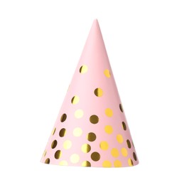 One pink party hat isolated on white