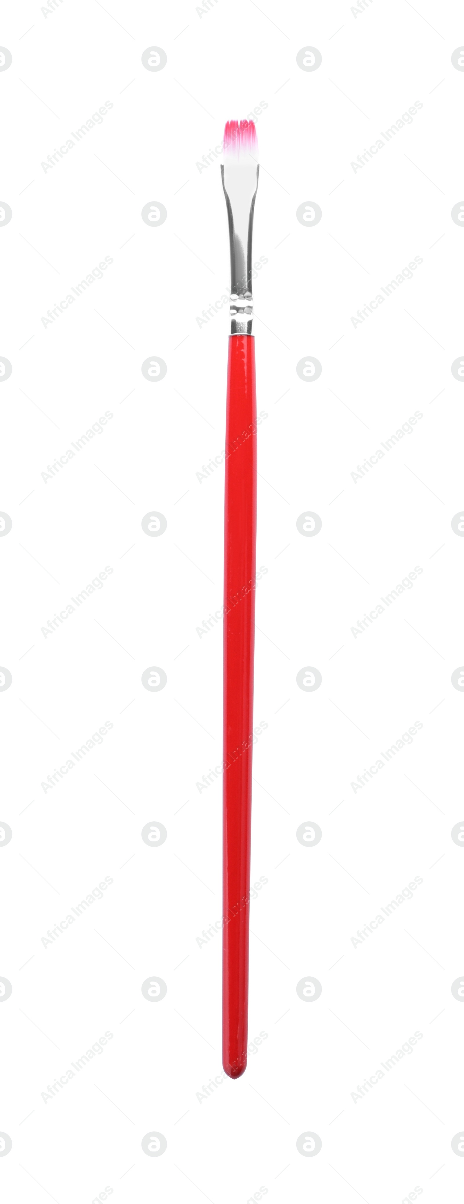 Photo of New brush for painting isolated on white. School stationery