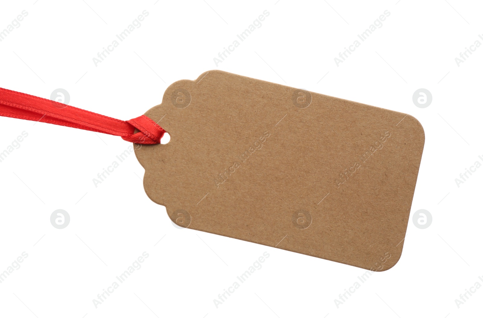 Photo of Cardboard gift tag with space for text isolated on white