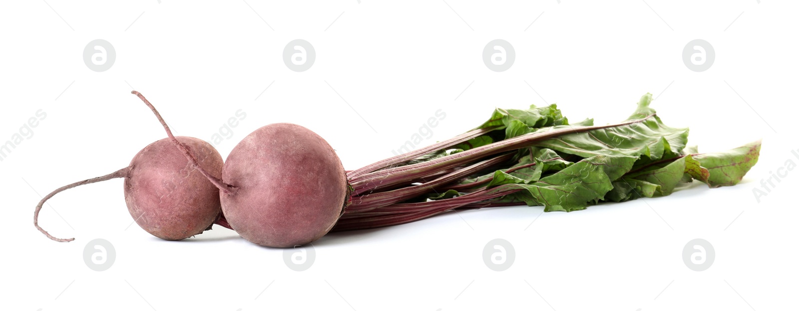 Photo of Raw ripe beets with leaves isolated on white