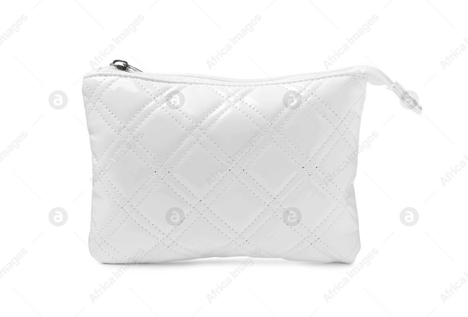 Photo of Light elegant cosmetic bag isolated on white