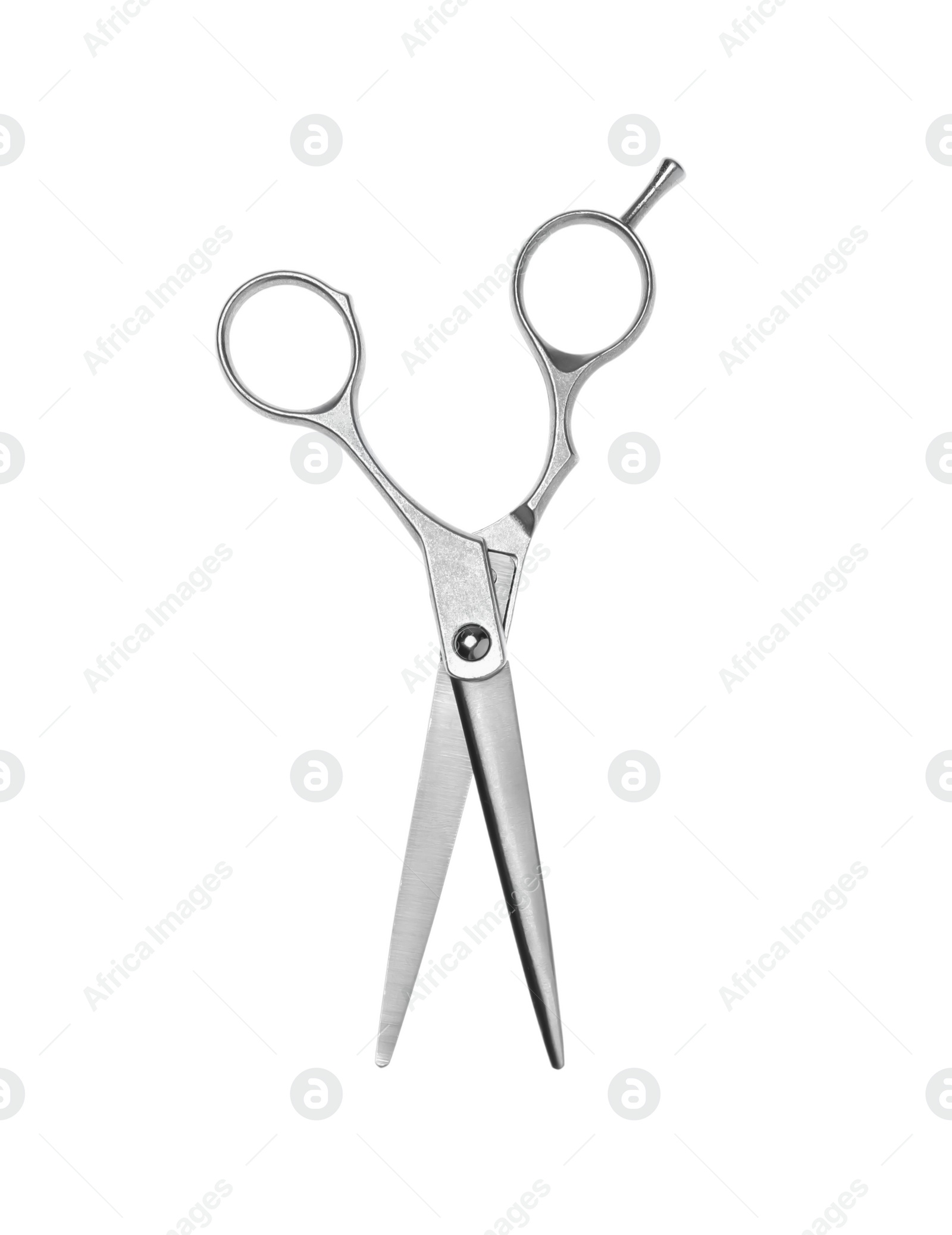 Photo of Professional hairdresser scissors isolated on white. Haircut tool