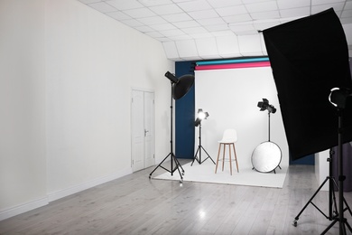 Photo of Photo studio interior with set of professional equipment