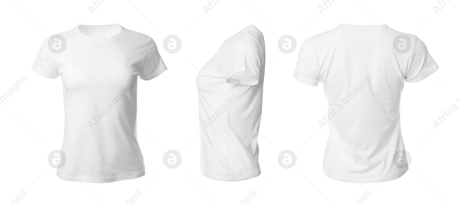 Image of Set with stylish t-shirts on white background. Banner design