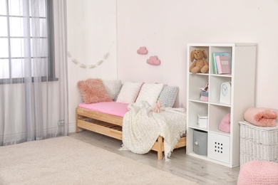 Child room with modern furniture. Idea for interior decor