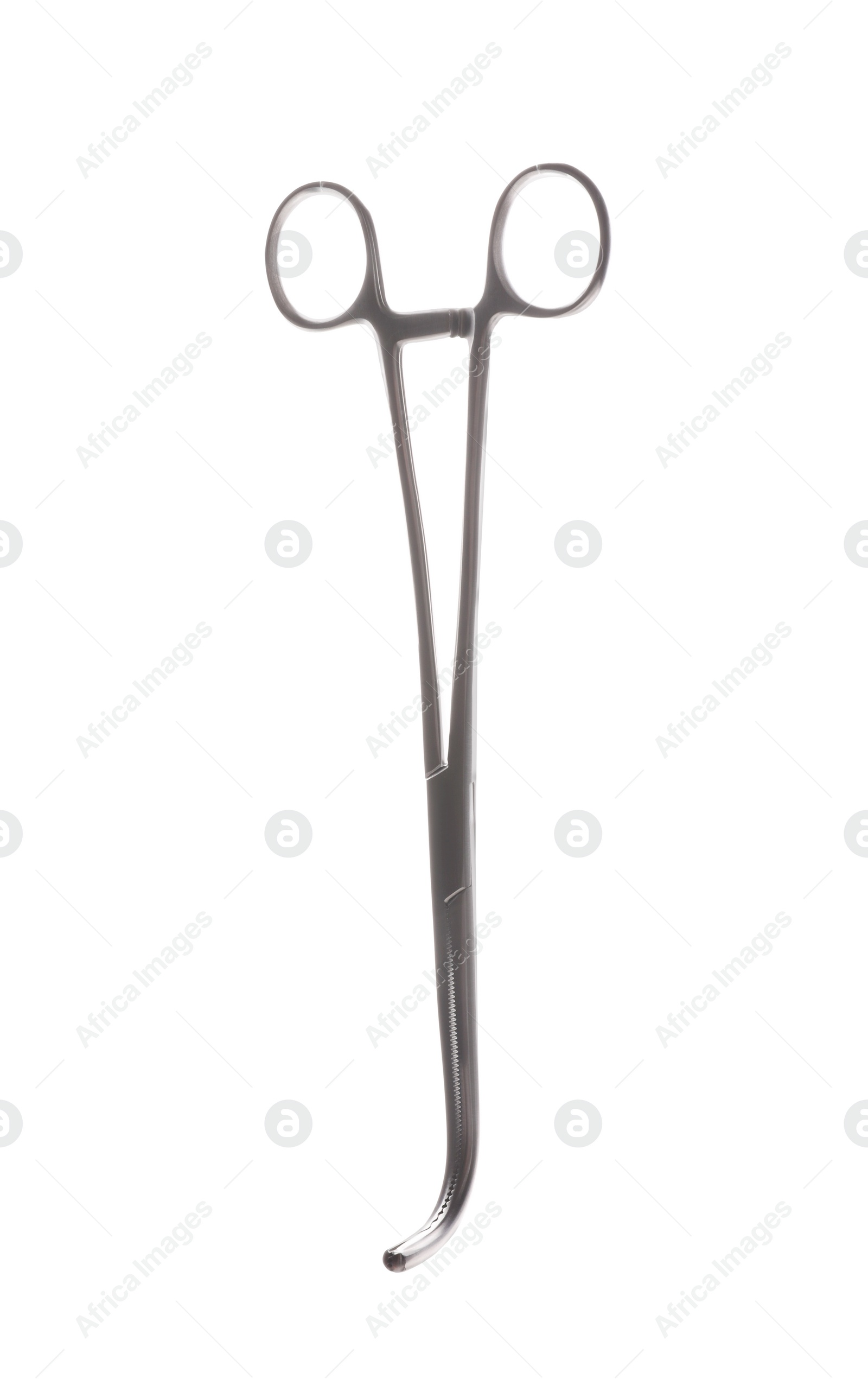 Photo of Surgical forceps on white background. Medical instrument