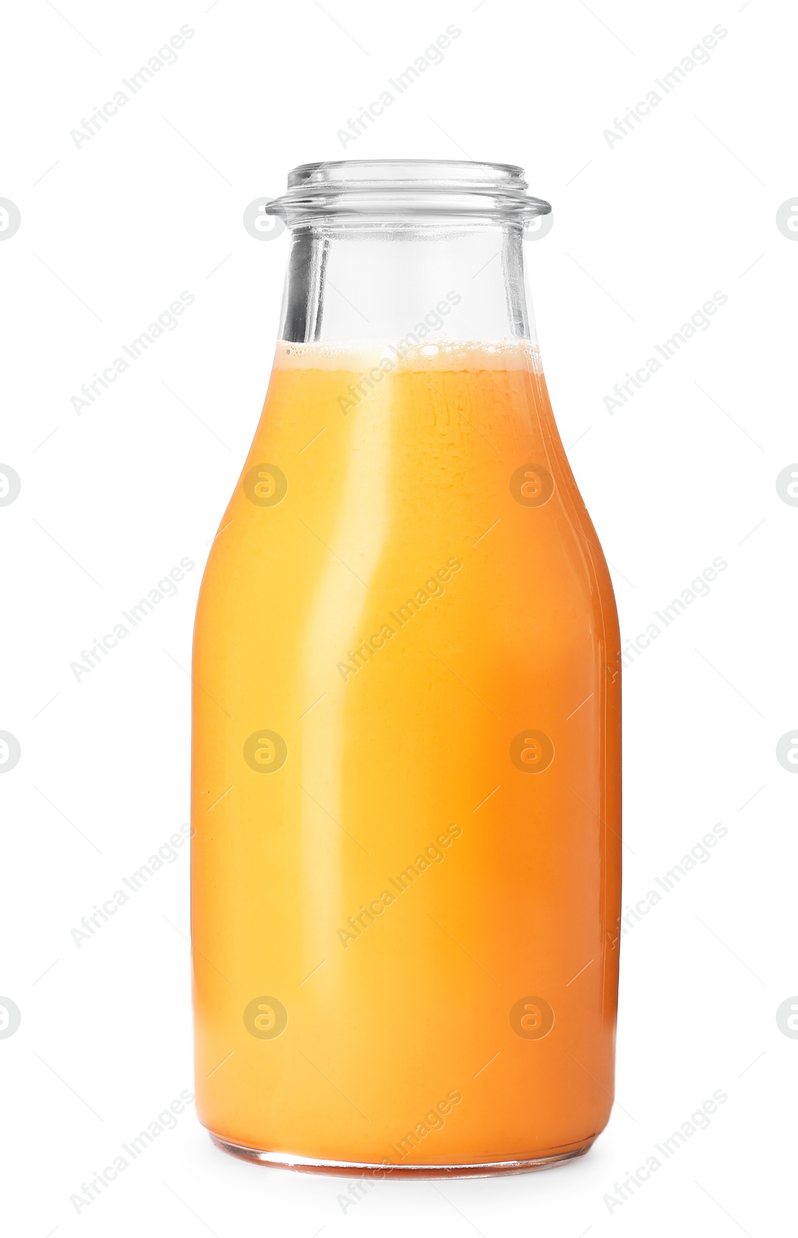 Photo of Bottle with delicious detox smoothie on white background