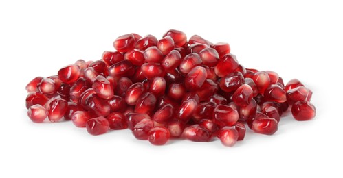 Pile of tasty pomegranate grains isolated on white