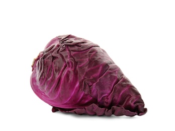 Photo of Pointed red cabbage on white background. Healthy food