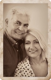 Old picture of senior couple. Portrait for family tree