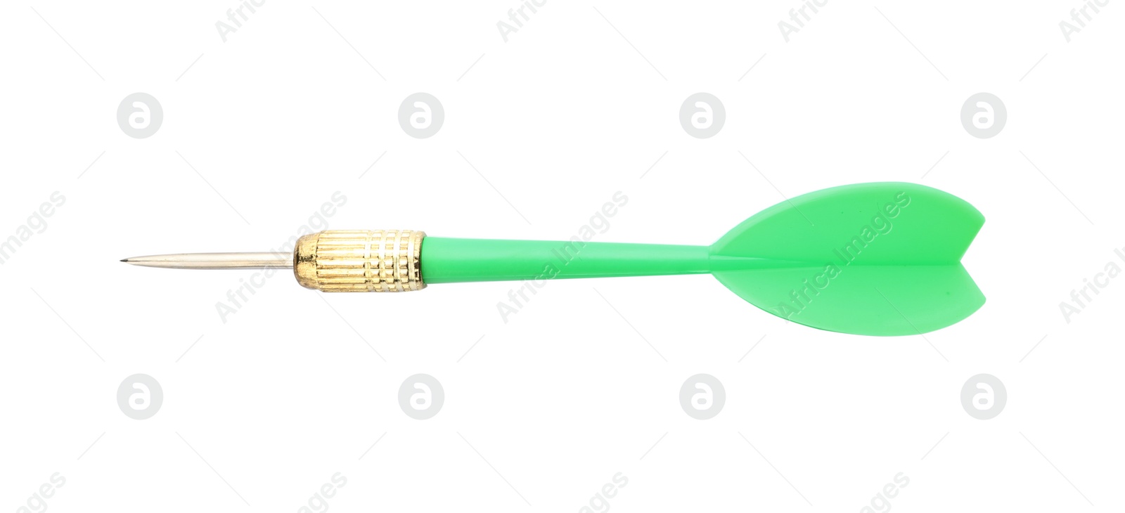 Photo of Single sharp green dart isolated on white