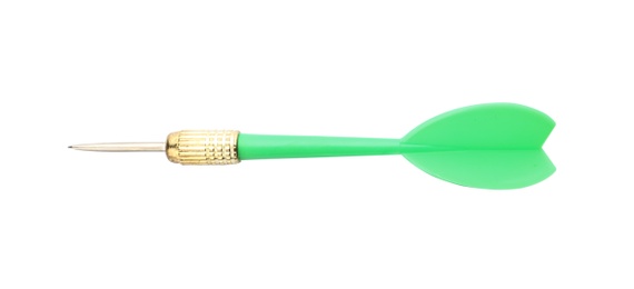 Photo of Single sharp green dart isolated on white