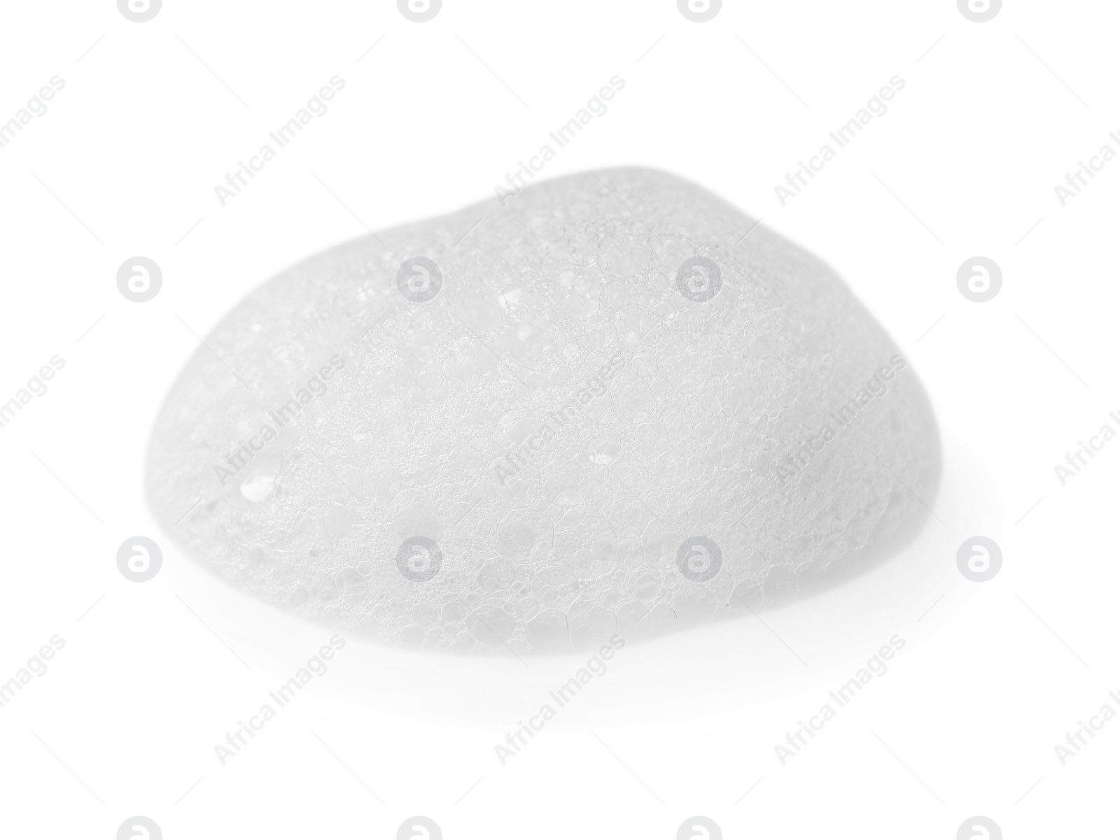 Photo of Drop of fluffy soap foam isolated on white
