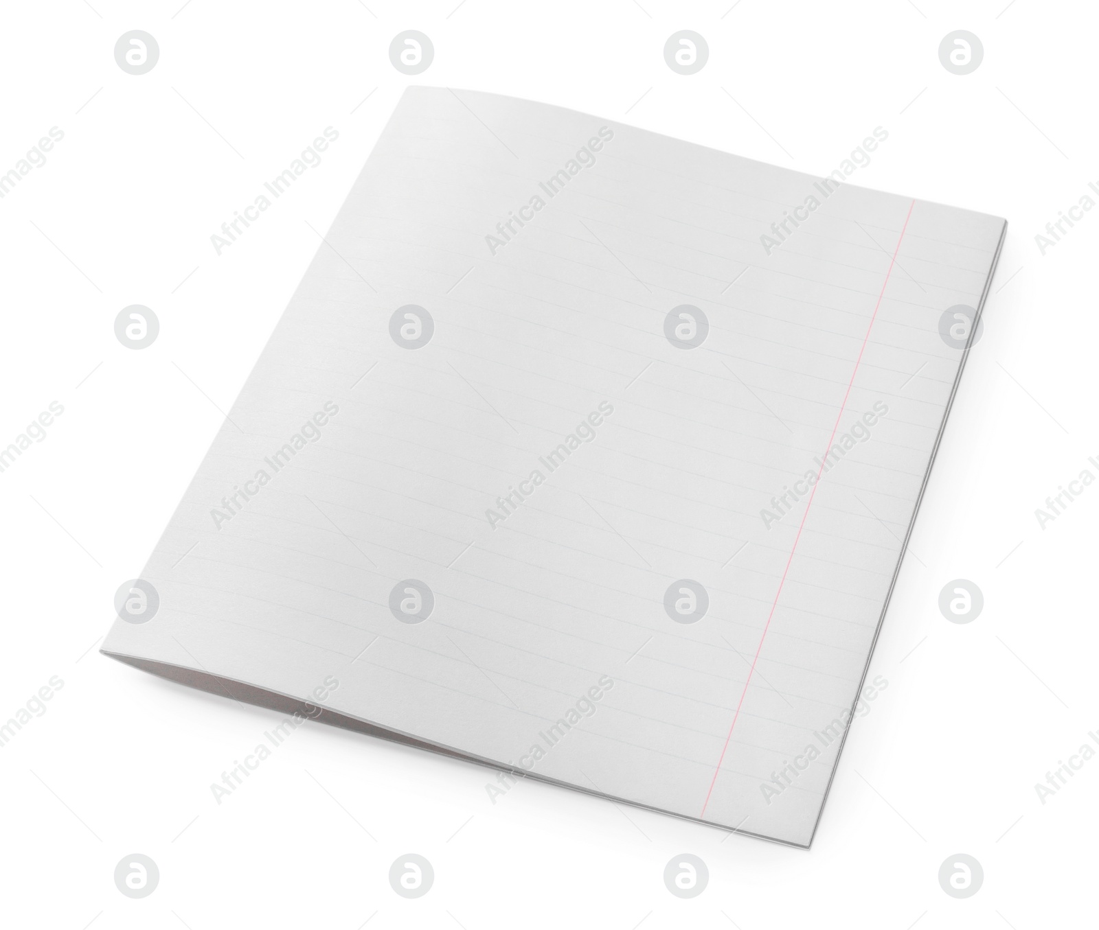 Photo of Lined copybook paper sheet on white background