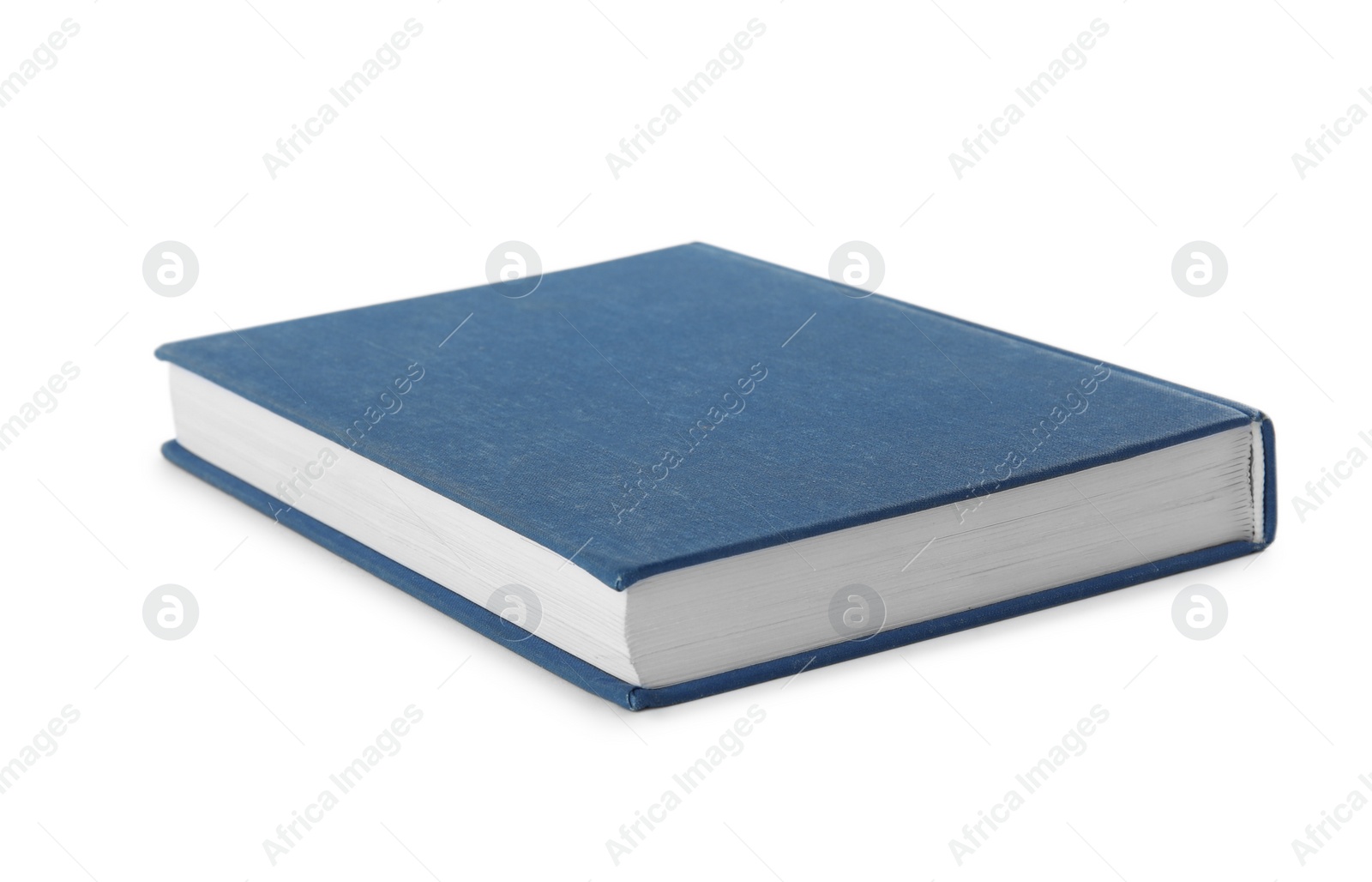 Photo of Book with blank blue cover on white background