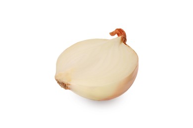 Photo of Half of fresh ripe onion isolated on white