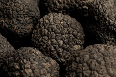 Closeup view of fresh whole black truffles