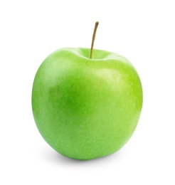 Photo of Fresh ripe green apple on white background