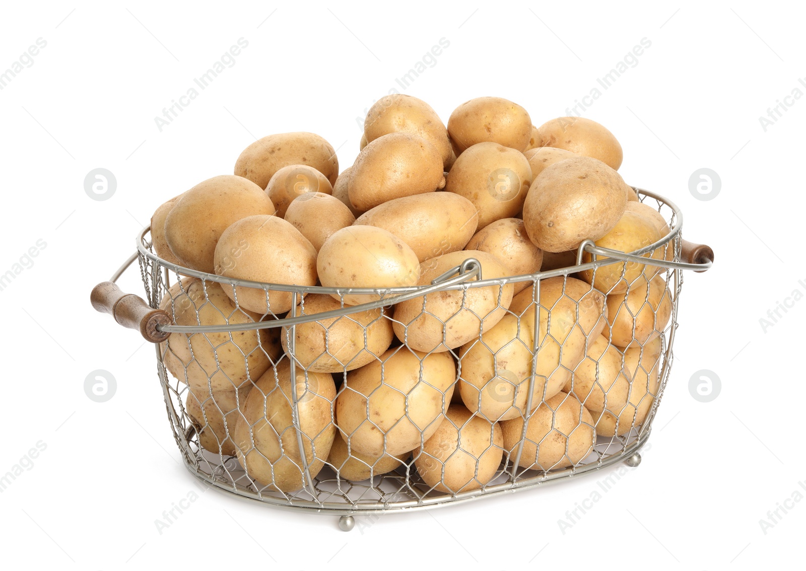 Photo of Raw fresh organic potatoes on white background