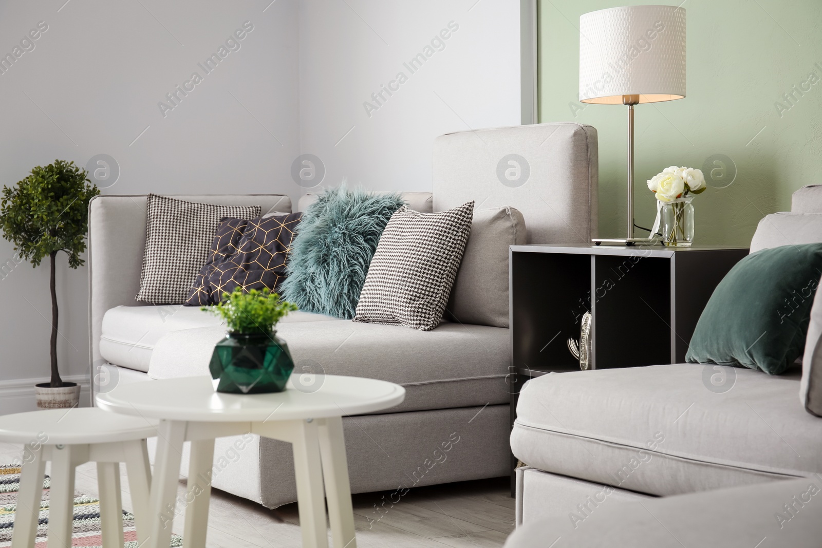 Photo of Modern living room interior with comfortable sofa