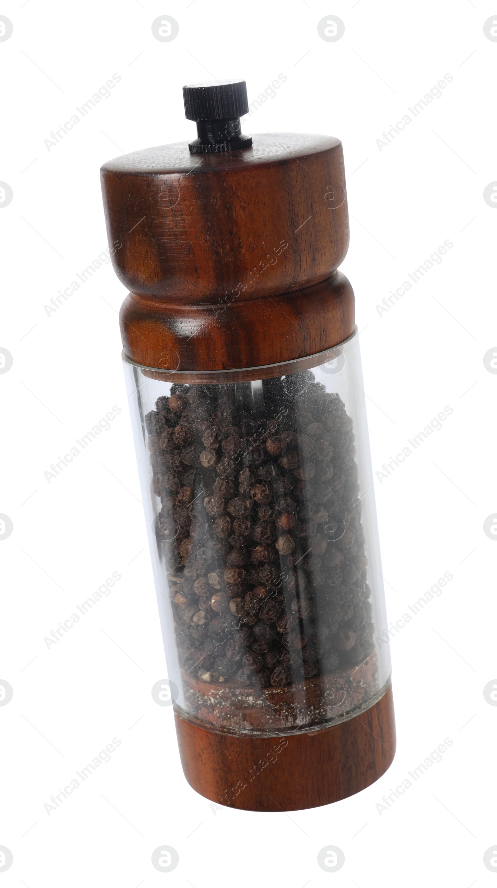 Photo of One shaker with pepper isolated on white