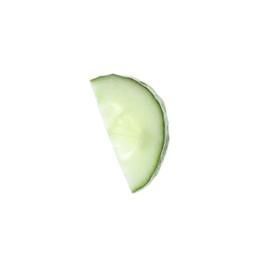 Photo of Slice of fresh green cucumber isolated on white