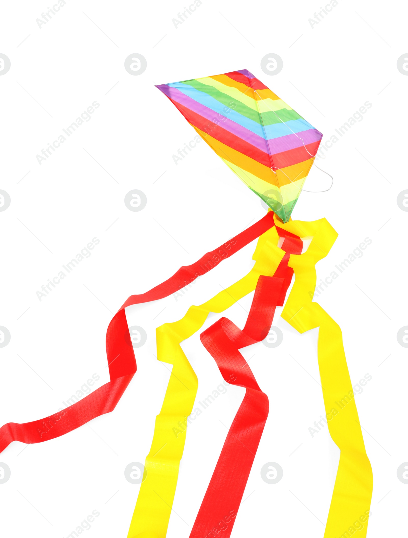 Photo of Beautiful bright rainbow kite isolated on white