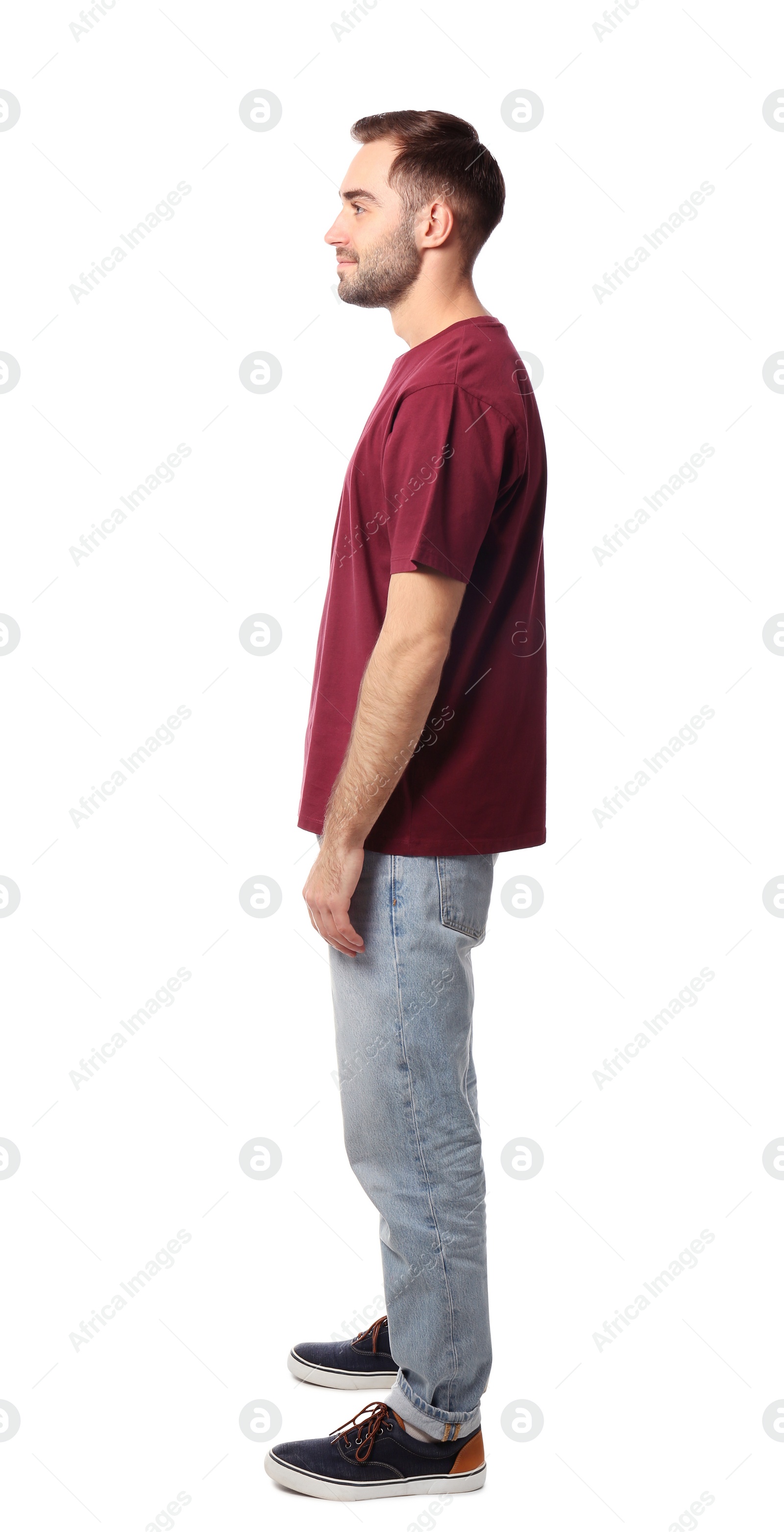 Photo of Full length portrait of handsome man posing on white background