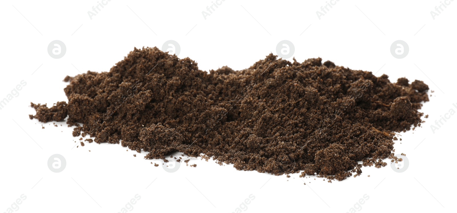 Photo of Pile of soil on white background. Fertile ground