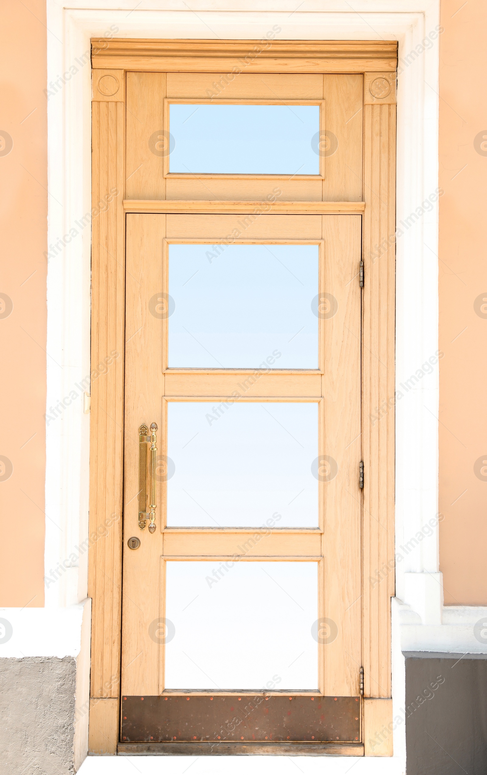 Photo of Building with vintage wooden door. Exterior design