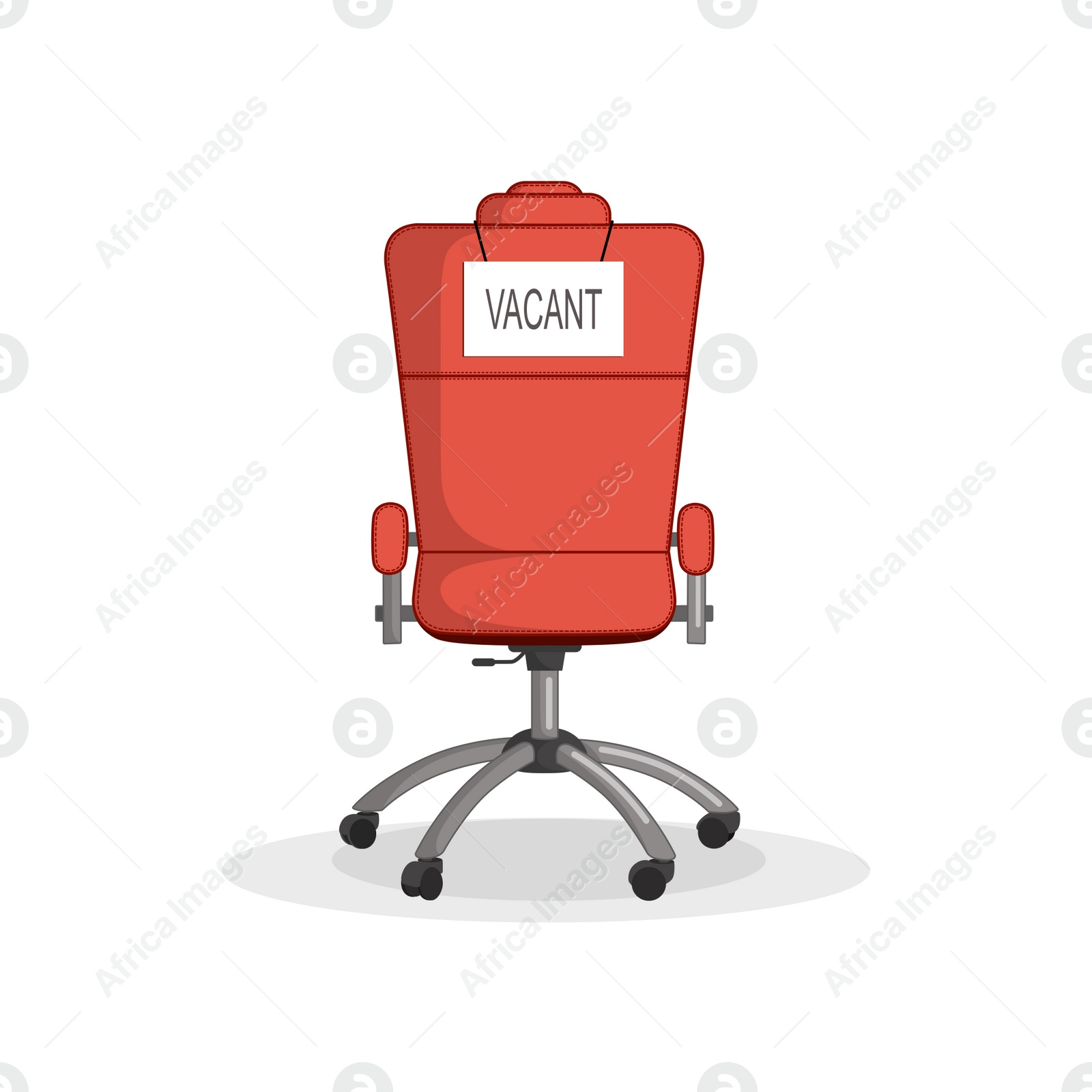 Illustration of Red office chair and sign VACANT on white background