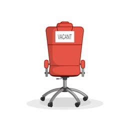 Illustration of Red office chair and sign VACANT on white background