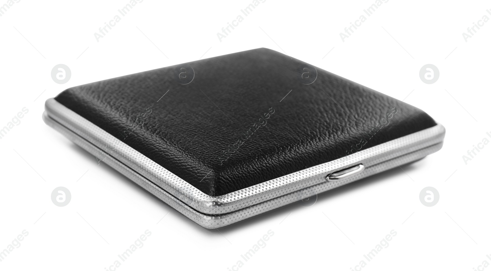 Photo of Stylish leather cigarette case isolated on white