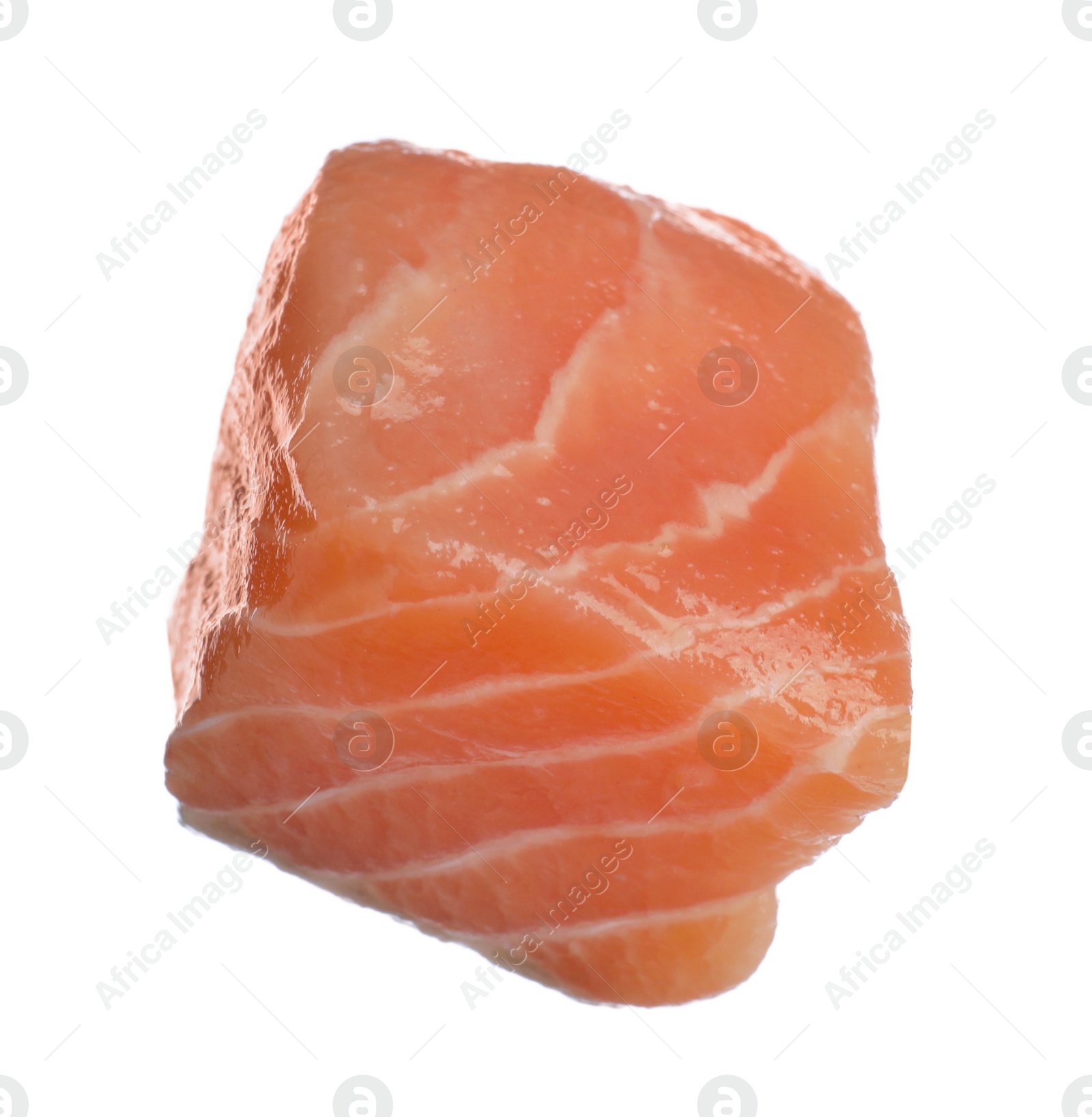 Photo of Piece of fresh raw salmon isolated on white. Fish delicacy