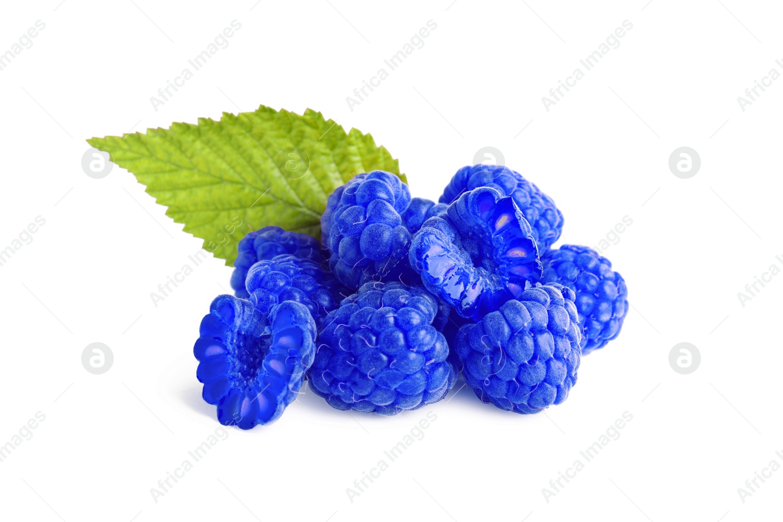 Image of Fresh tasty blue raspberries isolated on white