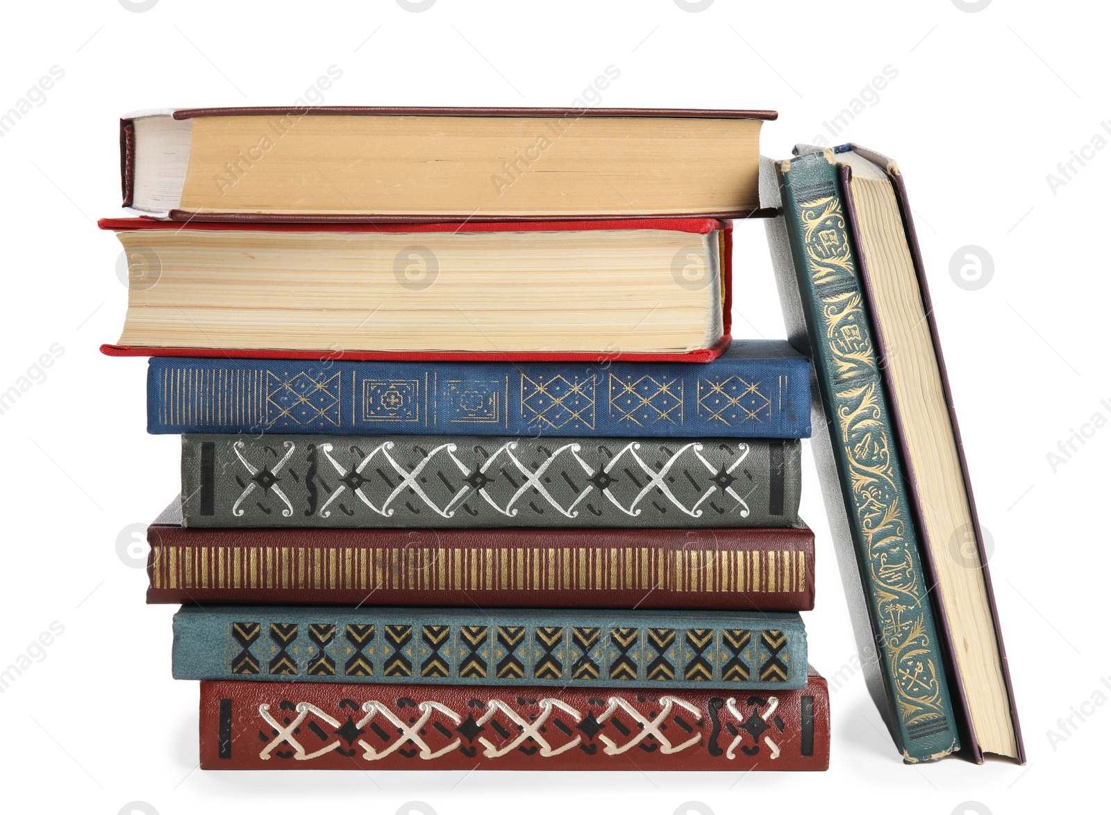 Photo of Collection of different books isolated on white