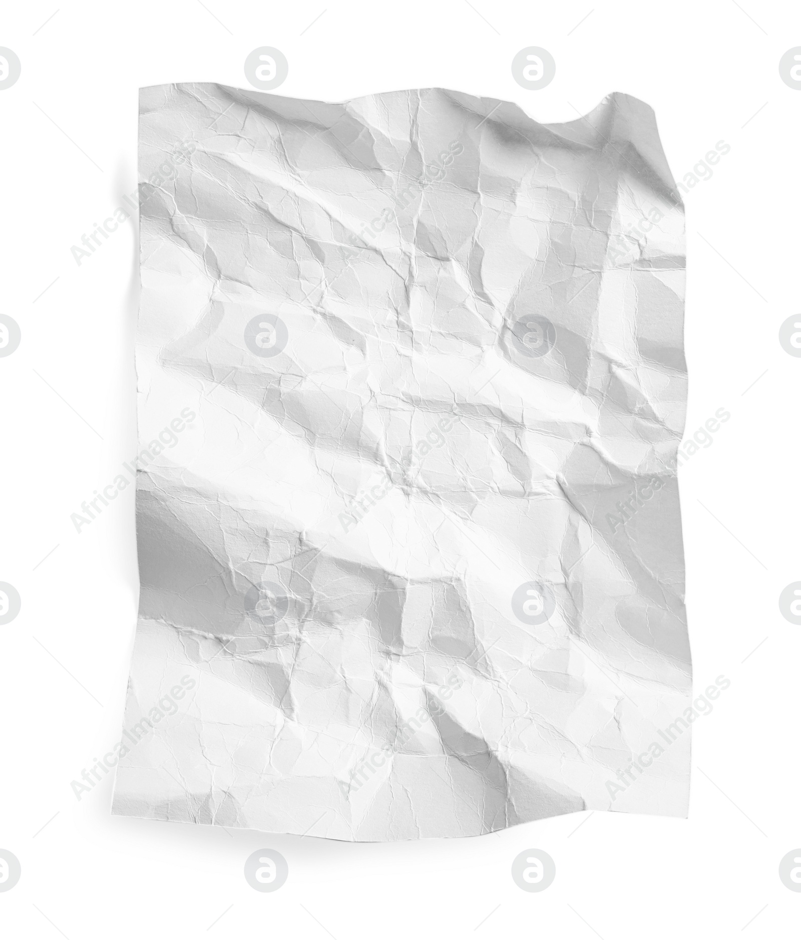 Photo of Crumpled paper sheet isolated on white, top view