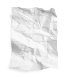 Crumpled paper sheet isolated on white, top view