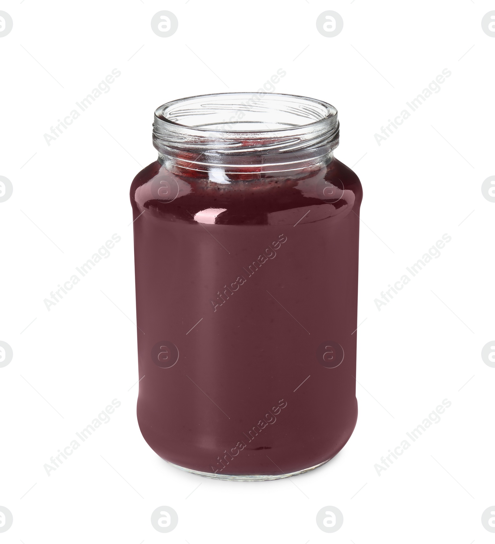 Photo of Baby food. Tasty healthy puree in jar isolated on white