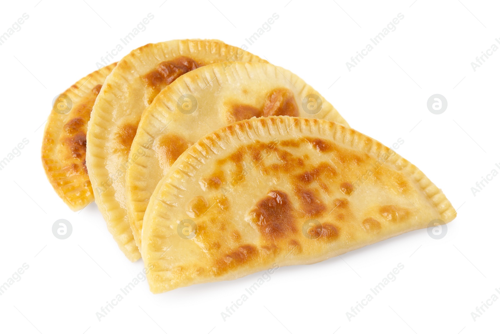 Photo of Delicious fried chebureki with cheese isolated on white