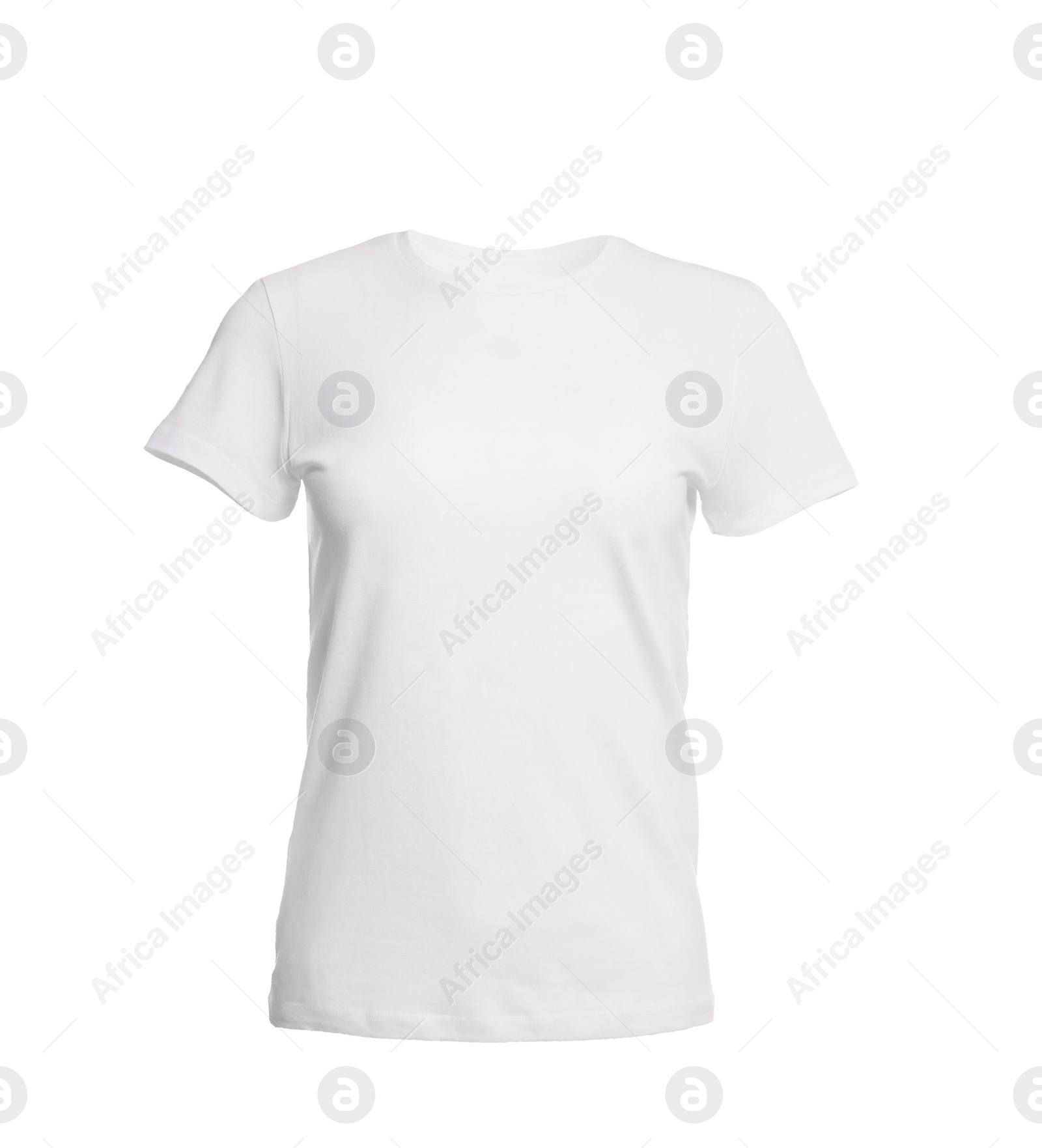 Photo of Stylish women's t-shirt isolated on white. Mockup for design