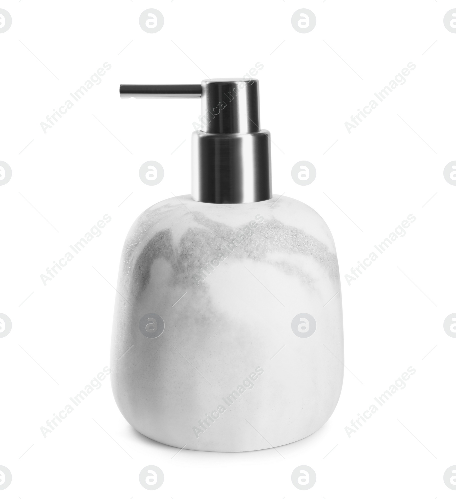 Photo of Modern marble soap dispenser isolated on white