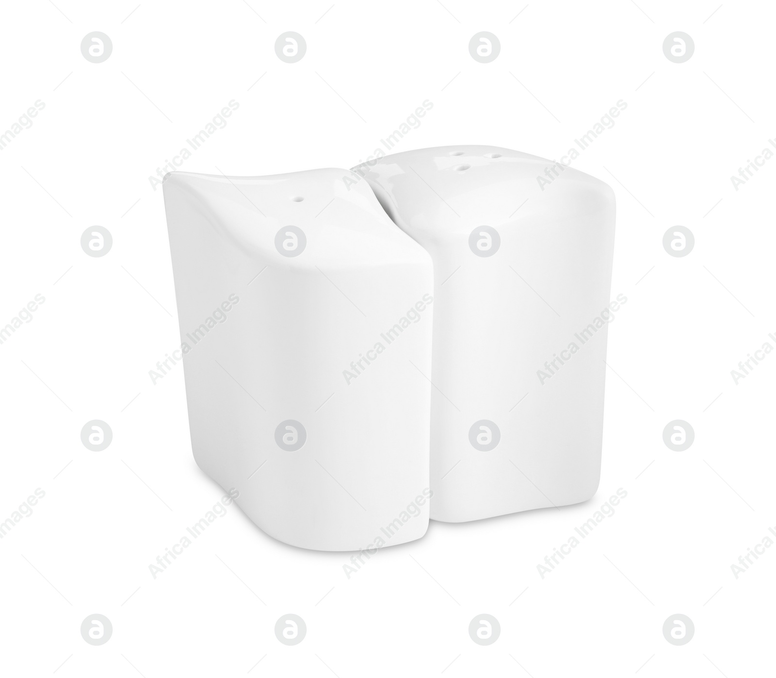 Photo of Salt and pepper shakers isolated on white