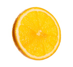 Photo of Slice of fresh ripe orange isolated on white