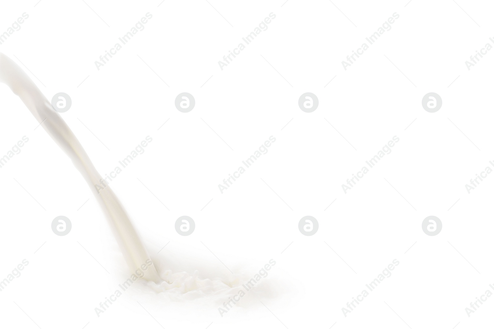 Photo of Pouring tasty fresh milk, closeup. Dairy product