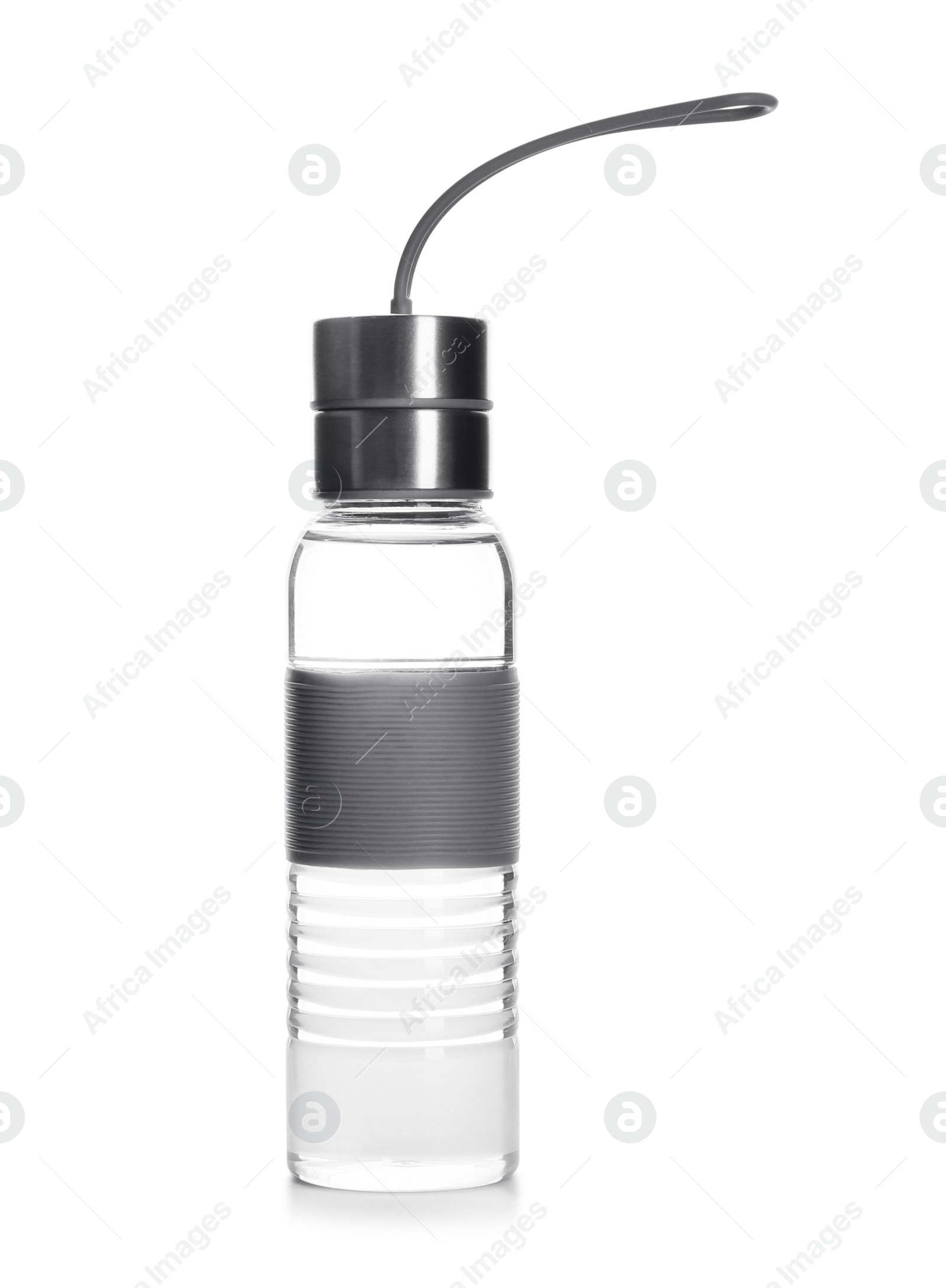 Photo of Sport bottle with fresh water on white background