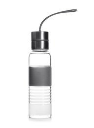 Sport bottle with fresh water on white background